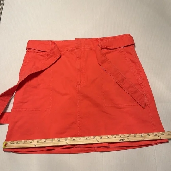 NWT LOFT Utility Pocket Skirt in 'Hothouse' Orange/Pink Size 14 - Picture 8 of 12
